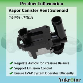 Yukrotor Vapor Canister Vent Valve 14935-JF00A Vent Control Solenoid Compatible with 2010-2025 Nissan Altima Maxima Murano Rogue Sentra Versa Infiniti G37 Q50 Q60 Q70 Replaces OE# 911-504 K5T45786