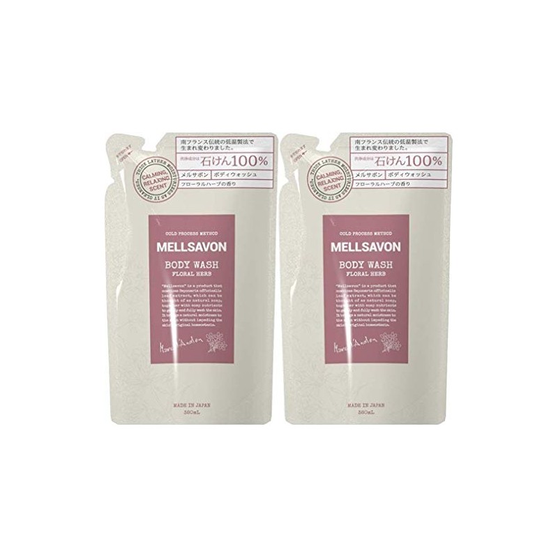 MELLSAVON Body Wash, Floral Herb Refill, Set of 2 (380