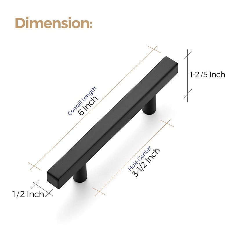 Ravinte 10 Pack 3-1/2 Inch Cabinet Pulls Black Sqaure Kitchen