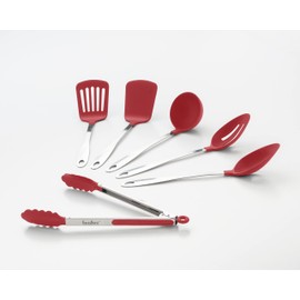 ExcelSteel 6 Pc w/Stainless Steel Handles Utensil Set, Large, Red