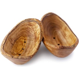 Forest Decor Wooden Soap Dish for Bar Soap - Set of 2 - Wood Soap Holder for Shower - Eco Friendly Natural Wooden Soap Case - Handmade Soap Saver Tray with Drain - Home & Bathroom Accessories - Oval
