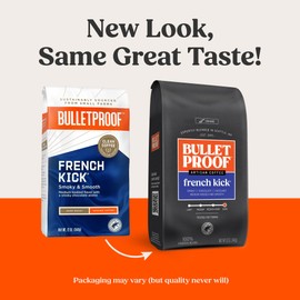 Bulletproof French Kick Dark Roast Ground Coffee, 12 Ounces, 100% Arabica Beans, Clean Coffee Tested for Toxins, Packaging May Vary