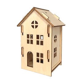 Ideen mit Herz Decorative Wooden House | Natural | Miniature Houses to Stick Together | for LED Tea Light | Hanging | 7 cm x 6.1 cm x 11 cm
