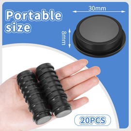Pack of 20 Magnets for Magnetic Board, 30 x 8 mm Magnets Strong Magnets Whiteboard, Magnets Black Fridge Magnets, Round Magnets for Whiteboard, Pin Board, Board Magnets, Fridge Magnets