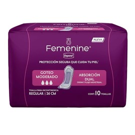 Depend Toallas para Incontinencia Regular, Goteo Moderado, Absorción Dual, 10 Piezas, 26 cm, Tecnología Insta-Absorb, Control de Olores