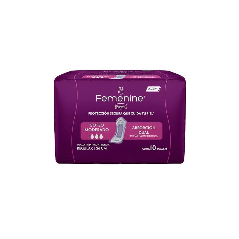 Depend Toallas para Incontinencia Regular, Goteo Moderado, Absorción Dual, 10