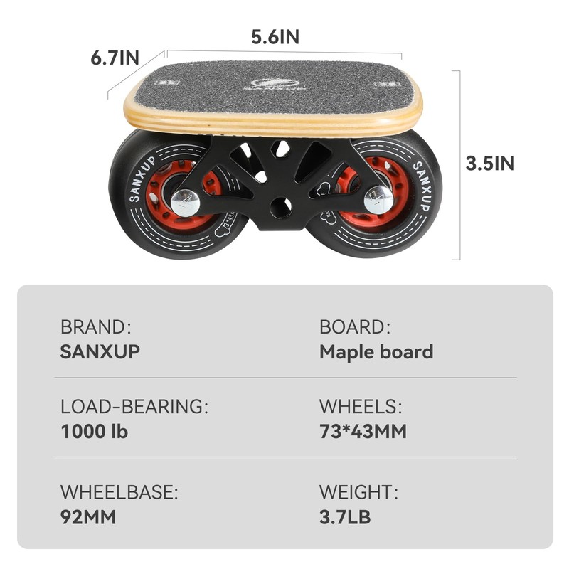 FreeSkates Portable Roller Road Drift Skates Plate, Maple Deck Anti-Skid