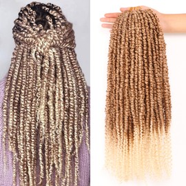 8 Packs Pretwisted Passion Twist Crochet Hair 10 Inch Pretwisted Spring Twist Crochet Hair for Black Women Prelooped Passion Twist Hair Crochet Braids Hair (22 Inch (Pack of 8)-Curly End, 27/613#)