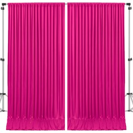 10x10 Hot Pink Backdrop Curtain for Party Wedding, Wrinkle-Free Polyester Fabric Fuchsia Backdrop Curtain Drapes for Stage Baby Shower Birthday Party Background Decoration 5ft x 10ft,2 Panels