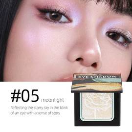 SIYDYRIT Single Glitter Eyeshadow, Multichrome Color Changing Sombras Para Ojos, White Shimmer Pressed Eye Shadow, Sparkly Eye Finish, Buildable Highly Pigmented Longwear Eye Makeup - #05