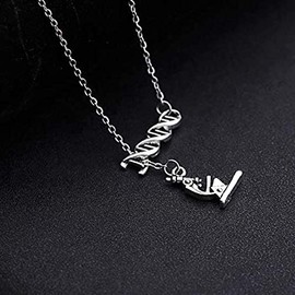 AKTAP DNA Earrings Science Flask Earrings DNA Double Helix Necklace Science Jewelry Chemistry Gifts Chemistry Biology DNA Lab Tech Charm Earrings (DNA Microscope Necklace)