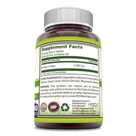 Pure Naturals Brewer's Yeast Supplement | 1500 Mg per Serving | 240 Tablets | Non-GMO | Gluten-Free | Made in USA