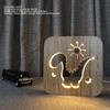 Wood Carving Lamp Dinosaur Hollow Pattern Warm White Light USB