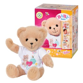 BABY born 835388 Zapf Creation Teddy Bear Cuddly Toy with White Romper and Movable Arms and Legs, White
