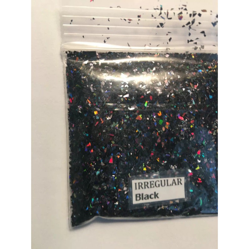 the glitters world Solvent Resistant IRREGULAR shape Glitter (Black) Nail