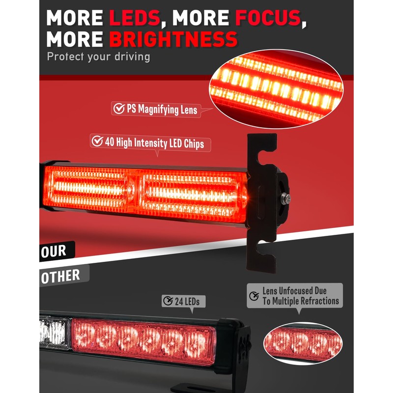 HLauto 1002L Emergency Strobe Traffic Advisor Light Bar: 40 LED