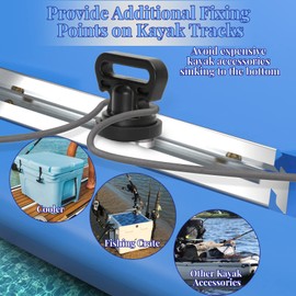 Atader Tie Downs for Kayak Track Mount, Track Mount Vertical Tie Downs for Securing Cooler, Crate and Other Kayak Accessories to Track, 2 Pcs, Black