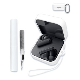 Case Cover for CMF by Nothing Buds,Full Protective Soft Silicone Skin Case Shock-Absorbing Protective Case with Keychain,Lanyard and Cleaning Pen [Front LED Visible]-White