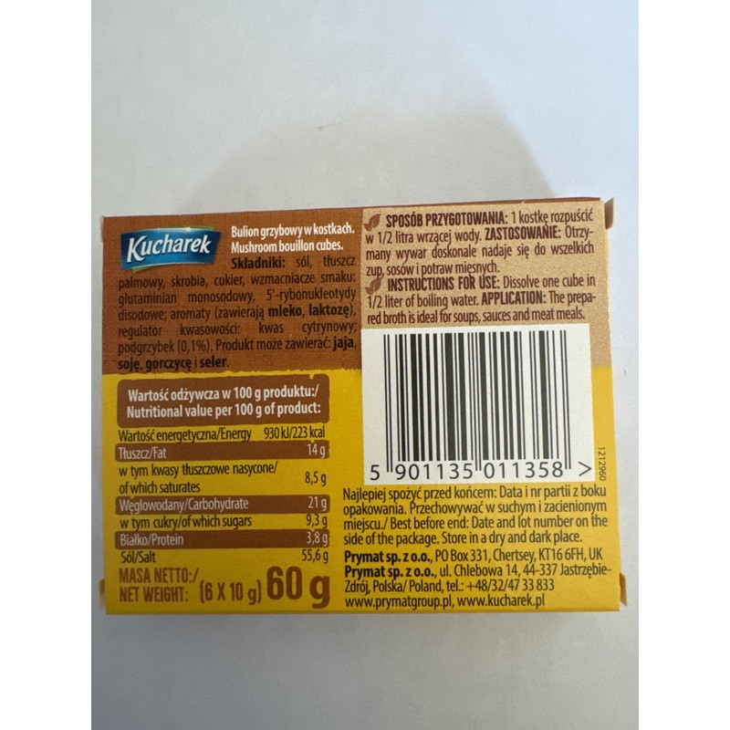 KUCHAREK MUSHROOM BOUILLON Bulion Grzybowy. Product from Poland 60g (3