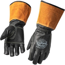 Defiant Metal TIG Welding Gloves - Premium Black Goatskin Leather (Large)