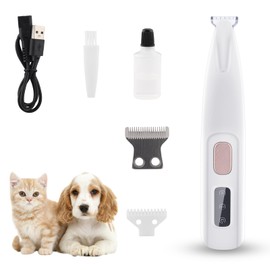 Foydream Tagliacapelli per Cani, Tosatrice per Gatti Elettrico Rasoio Cane tosatrice con luce LED,Impermeabile IPX5 per Cani Gatti Animali Zampa, Orecchio, Occhio, Viso