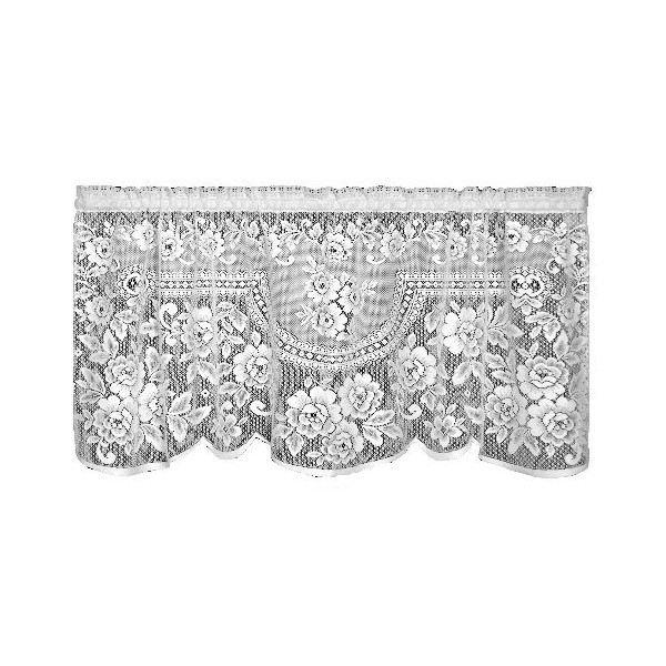 Heritage Lace, White Victorian Rose 60x30 Tier, 60 inch Wide by 30 inch Drop