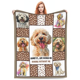 Golden Doodle Dog Blanket Goldendoodle Decor Throw Blanket Warm Soft Plush Lightweight Fleece Flannel Cute Animals Blanket Gifts for Dog Lovers Girls Boys Women Men for Winter Couch Bedding 40"X50"