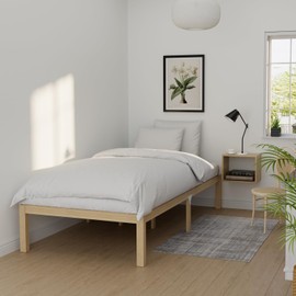 Bamboo Bed Frame Twin Size Wood Platform Bedframe Solid Stable with Non-Slip Slats Support Tall Bed No Box Spring Needed Heavy Duty Easy Assembly Noise Free Nature