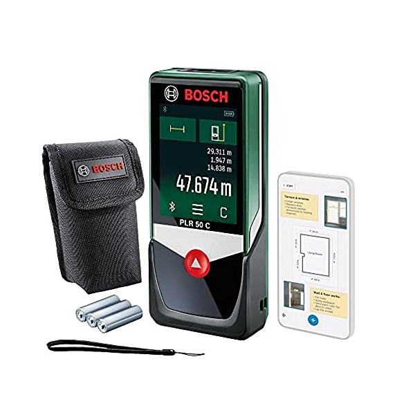 Bosch PLR 50 C laser measure (measure distance precisely up to 50m, touch display, measuring functions with integrated assistance)