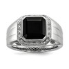 Sterling Silver Diamond & Black Onyx Square Men's Ring, Size: