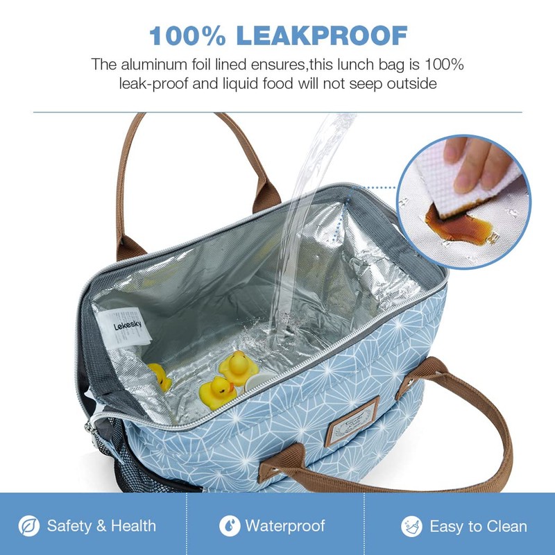 Lekebaby Insulated Lunch Bag for Women Leakproof Wide Open Lunch