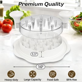 Ukeetap 10'' Pro Chicken Shredder Tool Twist Large for Kitchen, BPA-Free Food-Safe Meat Grinder, Visible Chicken Breast Meat Shredder with Strong Anti-Slip Bottom & Ergonomic Handle, White