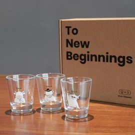 WOOWA New Beginnings Gifts: New Job, Farewell & Going Away Gifts. Highland Cow Cute Shot Glasses Set