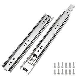 LONTAN 1 Pair Full Extension Ball Bearing Drawer Slides 12 14 16 18 20 22 24 Inch Silver Side Mount File Cabinet Rails Dresser Metal Runner Trash Can Kitchen Slider Glide 100 LB Load Capacity