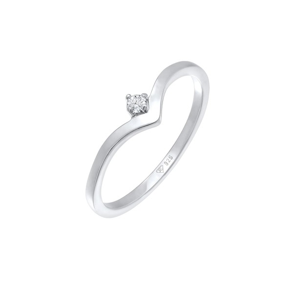 Elli Women's Stacked V Shape Ring with Diamond (0.035 ct.)