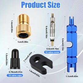 Giantree Presta Valve Core Repair Kit, Including 10 Valve Cores, 10 Tire Valves Core Stems, and A Removal Tool, Suitable for Tubeless Road and Mountain Bike Tires, Can Replace Tubeless Tire Cores