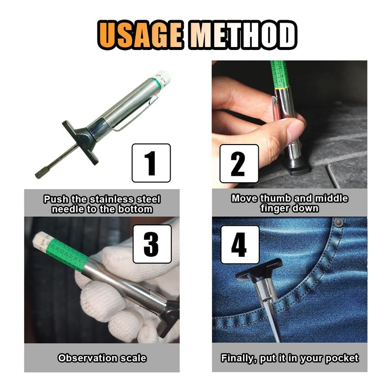 Car Tire Tread Depth Gauge, Tire Tread Gauge Color Coded,