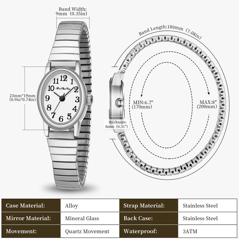BOSHIYA Small Gold Watches for Women Easy Reader Analog Ladies