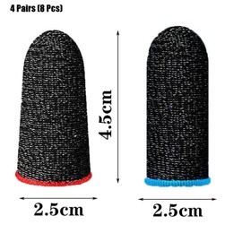 HREDZEO Finger Sleeves for Gaming,8 PCS Silver Fibber Thumb Sleeves Gaming Anti False Touch Screen Thumb Sleeves Pro Gaming Finger Gloves for Mobile Game Competition(Red+Blue)