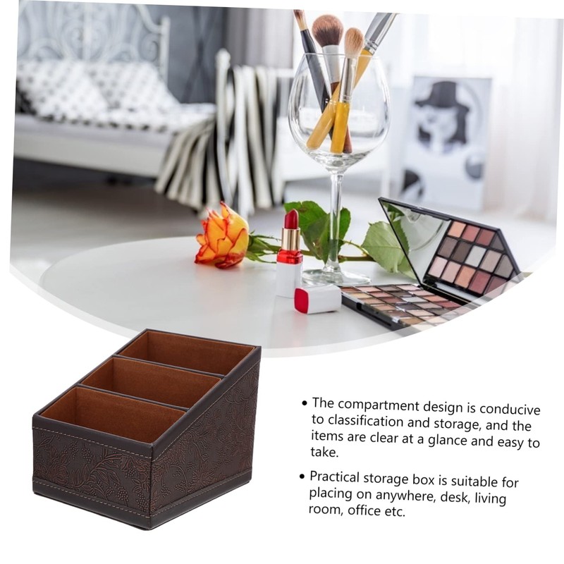 Ciieeo Leather Storage Box Desktop Organizer Remote Control Holder Scissors