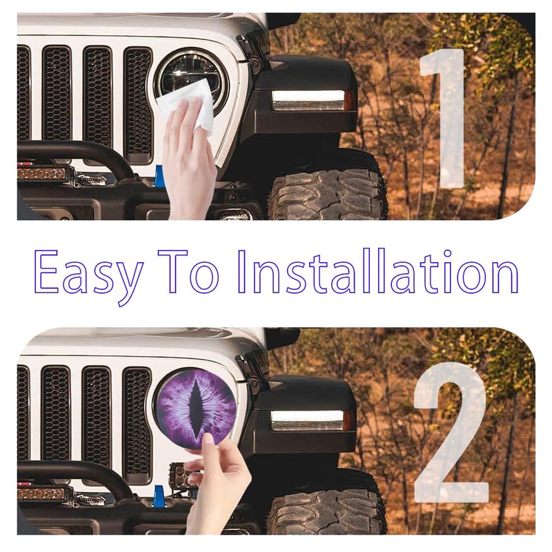 Vyqloren Beast Eyes Headlight Decals, 3D Round Stickers and Decals