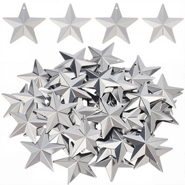 GORGECRAFT 100Pcs 2 Styles Silver Galvanized Metal Star Vintage Rustic Primitive Stars Three Dimensional Christmas Tree Patriotic Ornament for Hanging Wall Holiday Wreath Decor Crafts Project Handmade