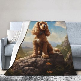 IYOVI American Cocker Spaniel Print Flannel Blanket Lightweight Soft Fleece Animal Throw Blanket for Sofa Bed Women Men Children, 40"X30"