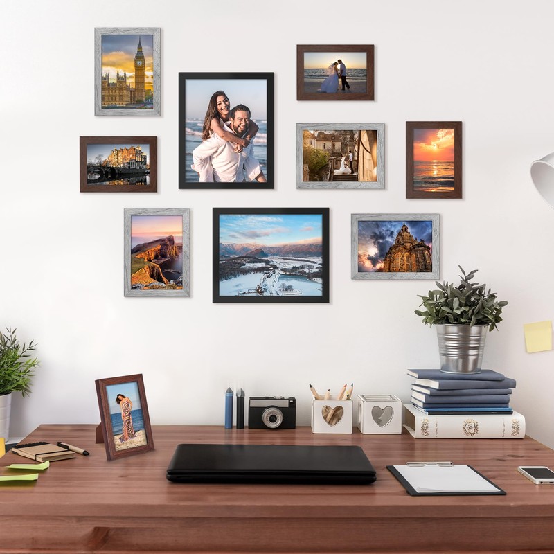 upsimples 10 Pack Picture Frames Collage Wall Decor for Mounting