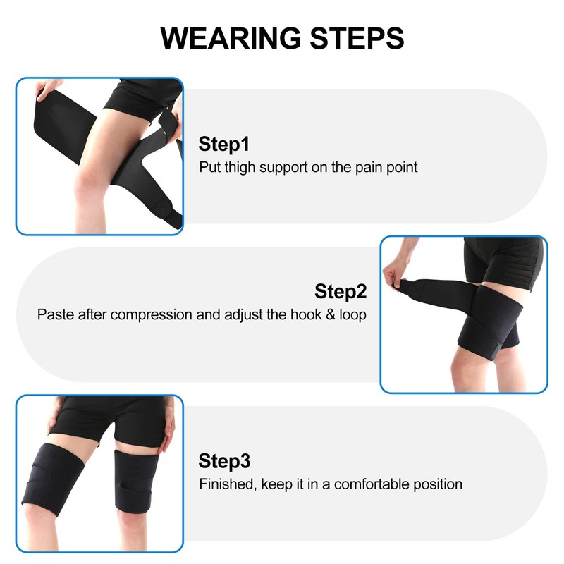 supregear Thigh Wraps, Adjustable Neoprene Hamstring Brace Support for Quadriceps,