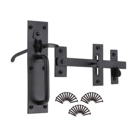 Infinity Decor Heavy Duty Black/Zinc Iron Suffolk Thumb Gate Latch Catch Set Ideal for Wooden Garden Gate, Garage & Shed Doors (Black)