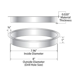 Outwater 8" (Nominal) Diameter x 1" Height 304 Stainless Steel Trash Grommets for Countertop Inserted Trash Chutes