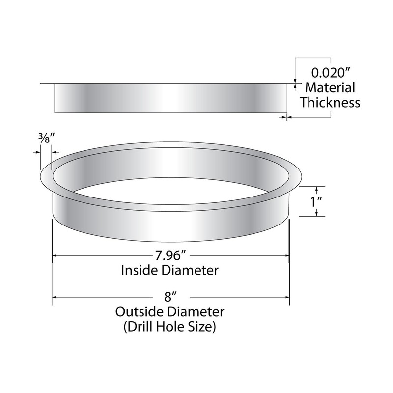 Outwater 8" (Nominal) Diameter x 1" Height 304 Stainless Steel