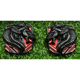 Pair New Custom Cobra Emblems Left Right 3D Badge Replacenment for Bronco F150 2024 Mustang GT Dark Horse Angry Aggressive (Black Red)