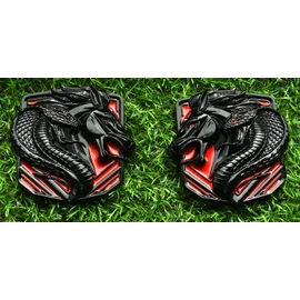 Pair New Custom Cobra Emblems Left Right 3D Badge Replacenment for Bronco F150 2024 Mustang GT Dark Horse Angry Aggressive (Black Red)